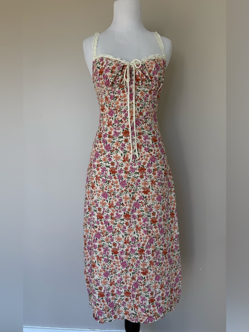 0331 - Commense Floral Print Trim Cami Midi Dress - Picture 5 of 14